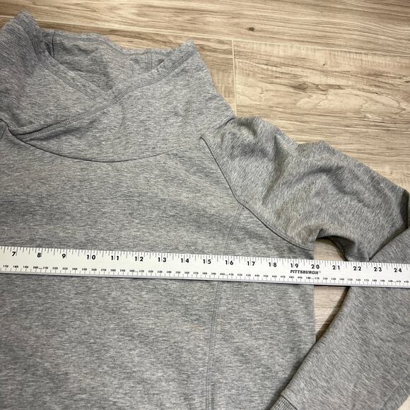 Athleta Gray French Terry Track Pullover Slouchy Cowl Neck Sweatshirt Size L - Picture 9 of 12